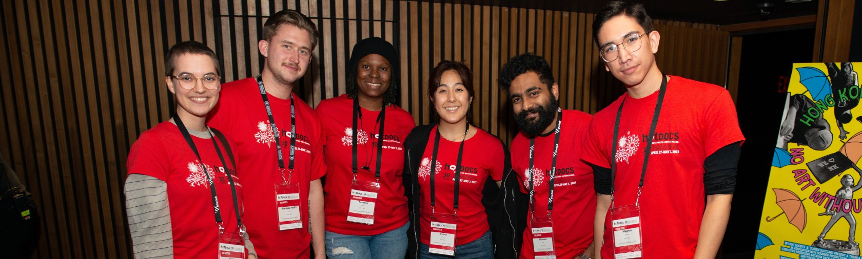 Group of volunteers in Hot Docs Festival shirts