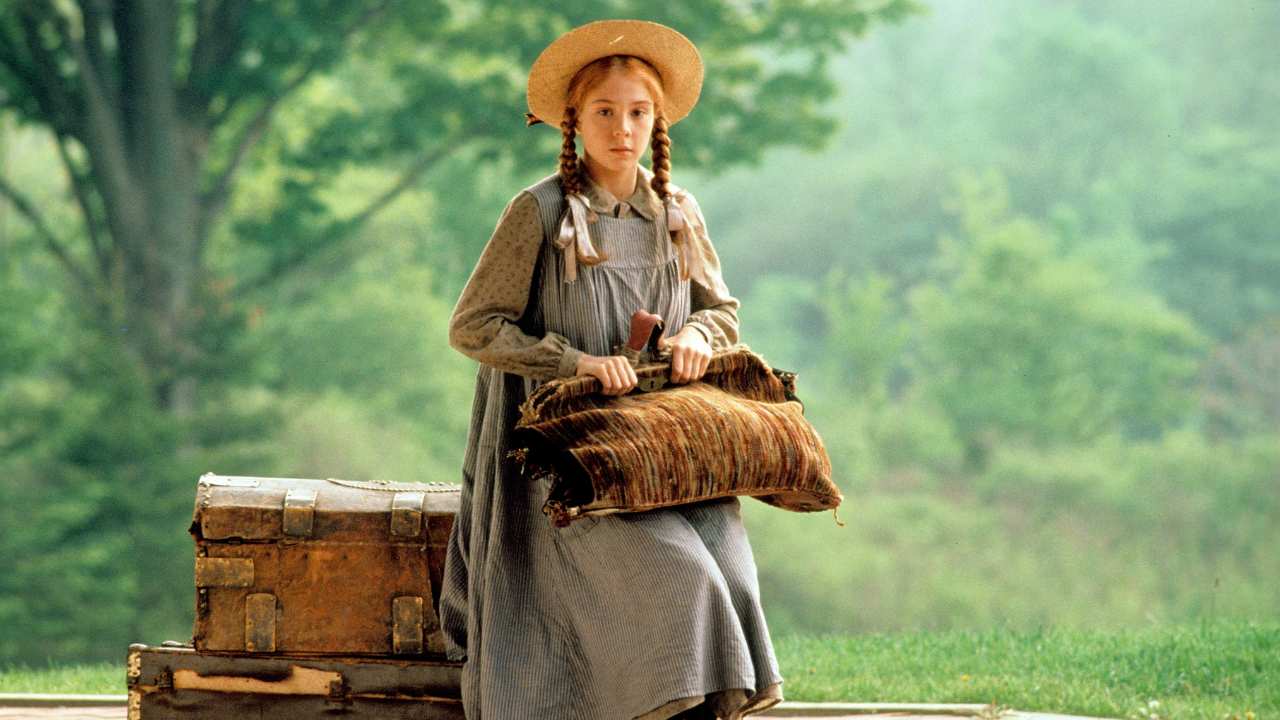 a girl sitting on a suitcase with a wide brim hat and braids