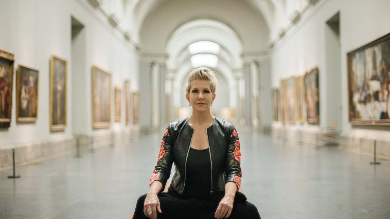 a person sitting in a museum
