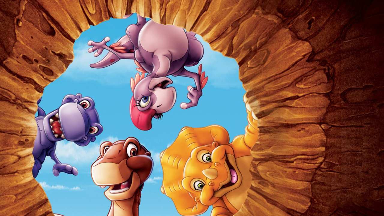 four animated dinosaurs