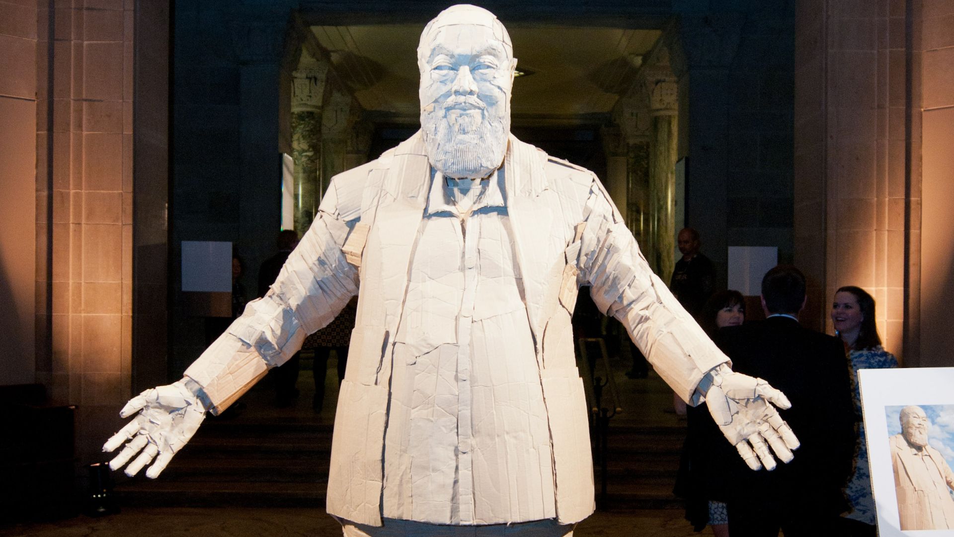 A sculpture depicting artist Ai Weiwei